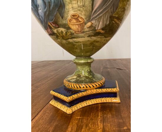 Antico enorme  vaso istoriato Ginori 1860. “ La Samaritana al pozzo “ cm 60 Qualità eccelsa