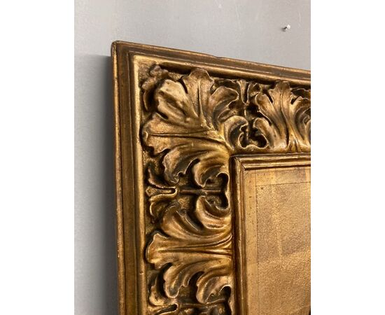 Antico Dipinto olio su tela Shakespeare in Cornice cartapesta e foglia oro . Mis 85 x 73