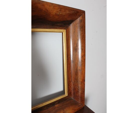 Antica Cornice Carlo X in noce a vassoio lastronata e oro  . Mis 110 x 90 interno 75,50 x 55,50 