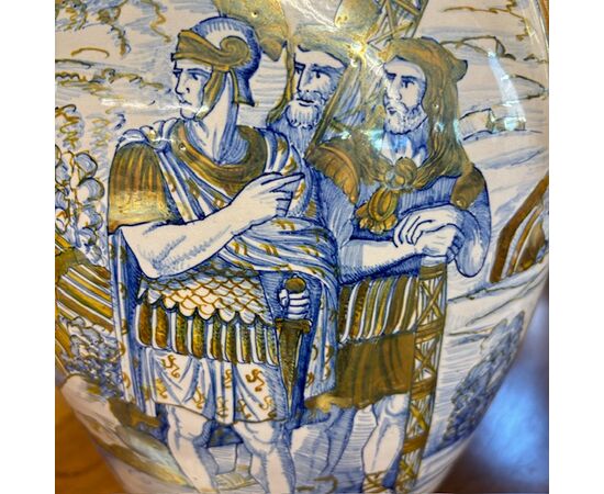 Antico vaso in maiolica a lustro Gualdo Tadino  art decò 1940  Manifattura mastro Giorgio H 38 L 32 