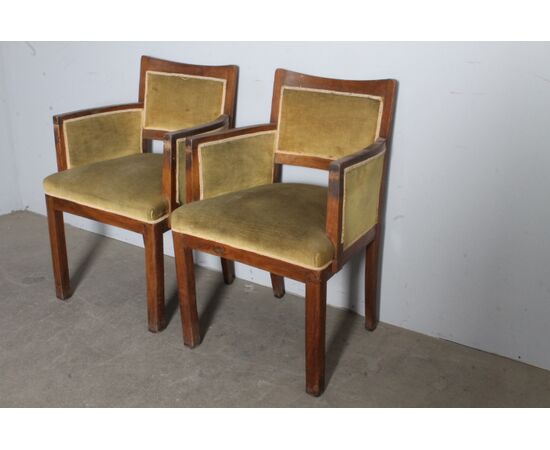 Antica coppia di poltroncine art deco noce 1940 .