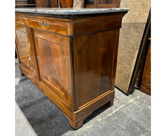 Antica splendida credenza -servante noce cappuccina CARLO X 1820 . con marmo . Mis 182 x 69 