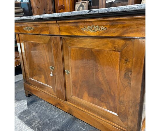 Antica splendida credenza -servante noce cappuccina CARLO X 1820 . con marmo . Mis 182 x 69 