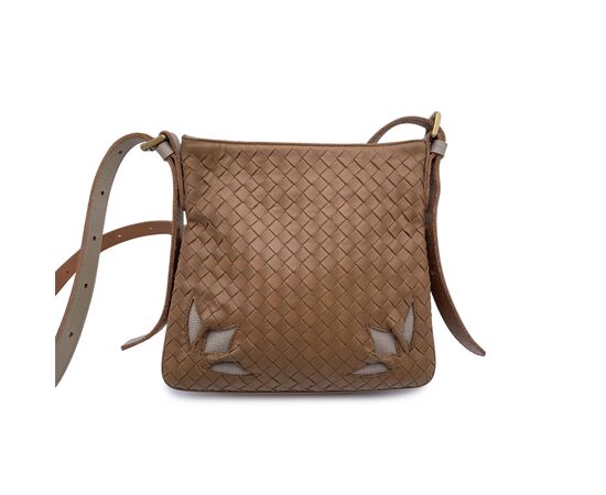 BOTTEGA VENETA Borsa a Tracolla in Pelle Col. Beige Intrecciato M