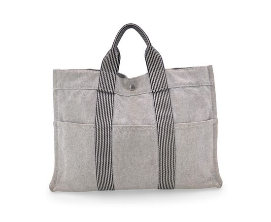 HERMES Borsa Shopper Vintage in Cotone Col. Grigio Fourre-Tout M