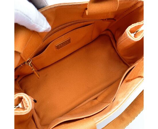 PRADA Borsa Shopper in Tela Col. Arancione Canapa M