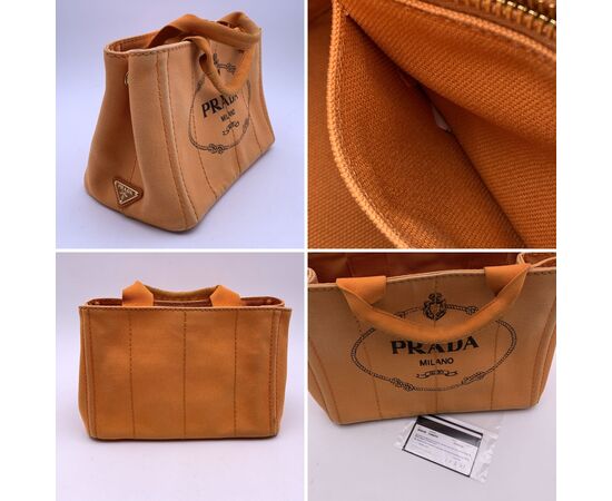 PRADA Borsa Shopper in Tela Col. Arancione Canapa M