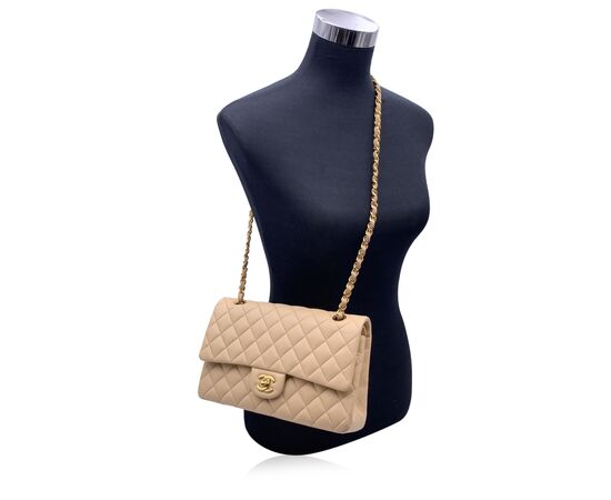 CHANEL Borsa a Tracolla in Pelle Col. Beige Timeless/Classique M