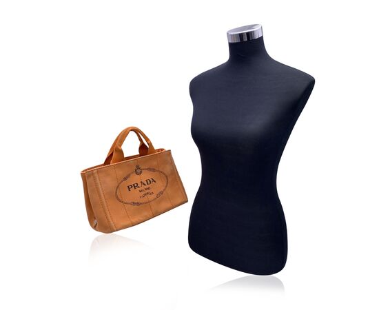 PRADA Borsa Shopper in Tela Col. Arancione Canapa M