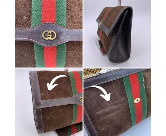 GUCCI Pochette Vintage in Camoscio Col. Marrone Ophidia S