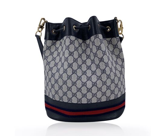 GUCCI Borsa a Tracolla Vintage in Tela Col. Blu Ophidia M