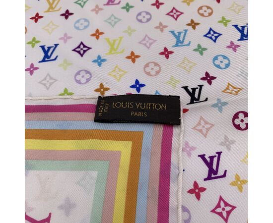 LOUIS VUITTON Foulard in Seta Col. Bianco Logomania