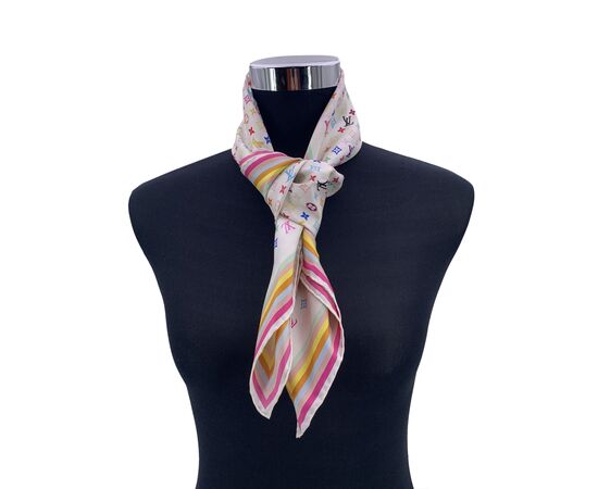 LOUIS VUITTON Foulard in Seta Col. Bianco Logomania