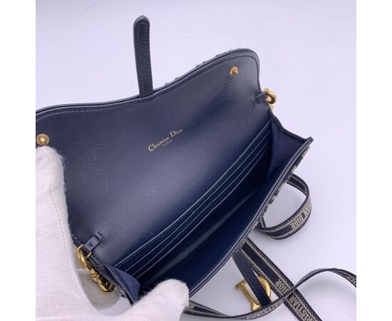 DIOR Borsa a Tracolla in Tela Col. Blu Saddle Wallet On Chain S