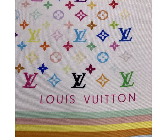 LOUIS VUITTON Foulard in Seta Col. Bianco Logomania