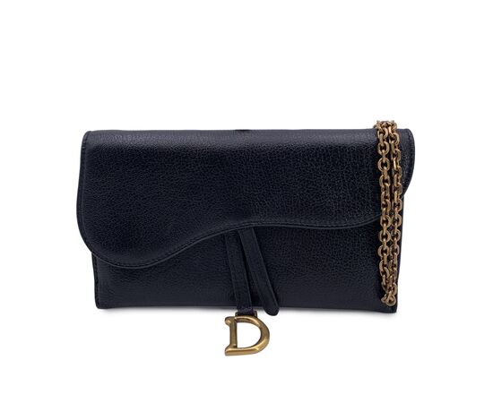 DIOR Portafoglio in Pelle Col. Nero Saddle Wallet On Chain S