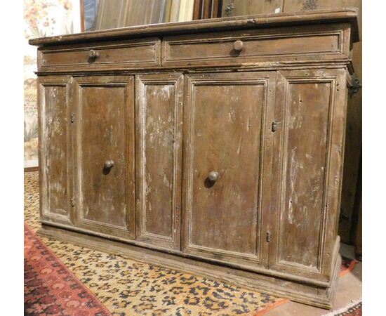 ARM234 - Credenza rustica in rovere, epoca '800, misure cm L 146 x P 47 x H 101