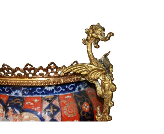 Vaso Cachepot Giapponese del 1800 Imari decorato con bronzi