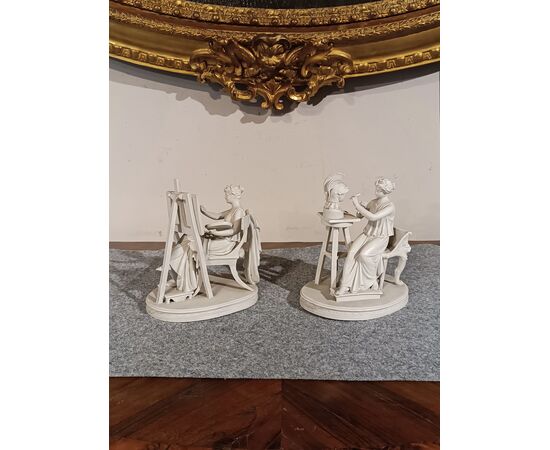 COPPIA DI SCULTURE “ALLEGORIA DELLE ARTI” PRIMI XIX SECOLO 