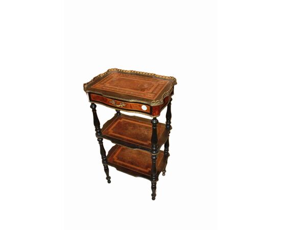 Etagere Tavolino con Ripiani e Cassetto Stile Napoleone III del 1800