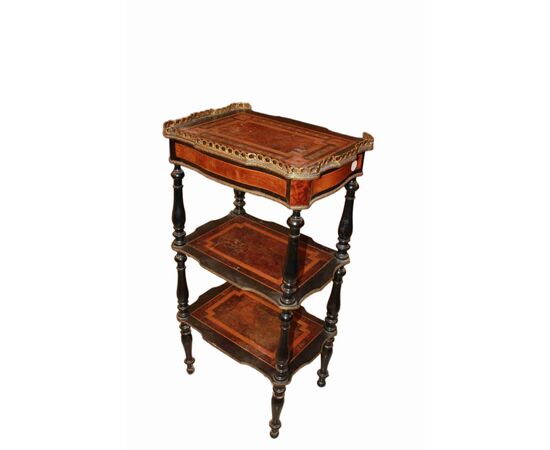 Etagere Tavolino con Ripiani e Cassetto Stile Napoleone III del 1800