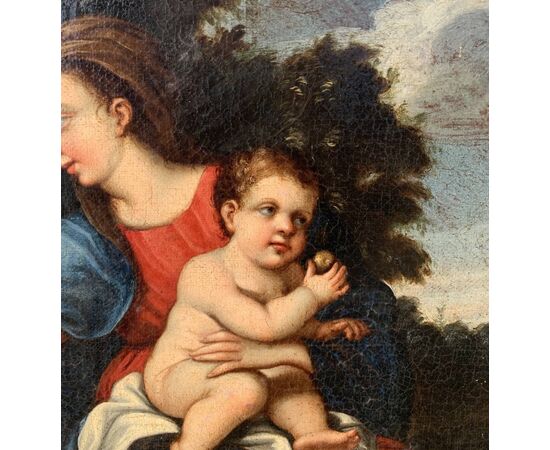 Pittore emiliano (XVIII sec.) - Madonna con Bambino, S. Anna e S. Giovannino.