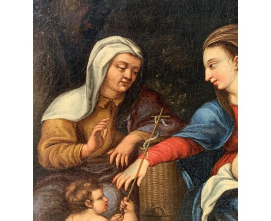 Pittore emiliano (XVIII sec.) - Madonna con Bambino, S. Anna e S. Giovannino.
