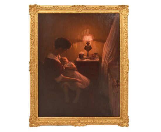 QUADRI ANTICHI, RITRATTI DI DONNA, MAMMA CON BAMBINO, MATERNITÁ, PRIMI DEL NOVECENTO. (QR629)