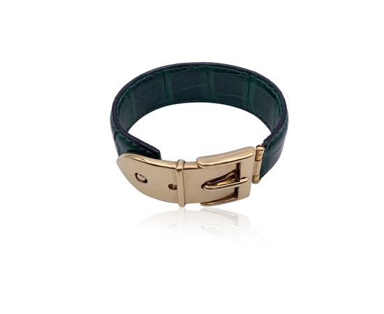 GUCCI Bracciale Vintage in Pelle Col. Verde