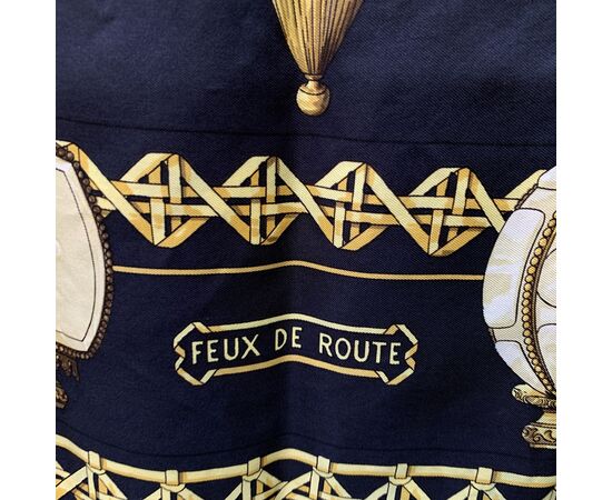 HERMES Foulard Vintage in Seta Col. Nero Feux de Route