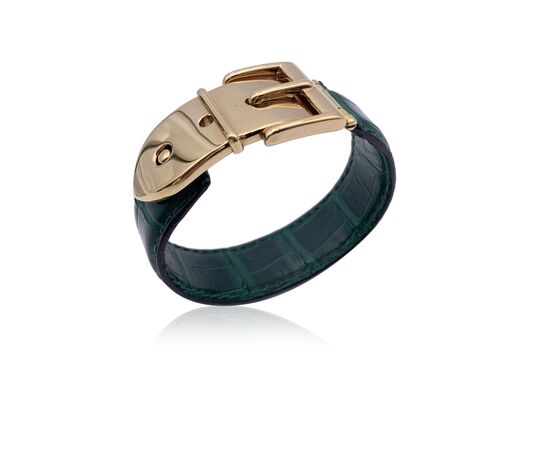 GUCCI Bracciale Vintage in Pelle Col. Verde