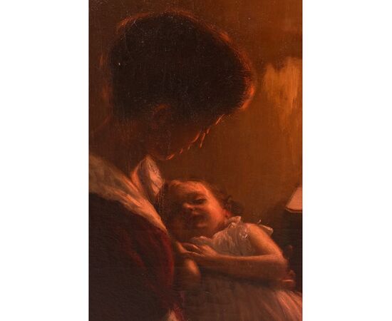 QUADRI ANTICHI, RITRATTI DI DONNA, MAMMA CON BAMBINO, MATERNITÁ, PRIMI DEL NOVECENTO. (QR629)