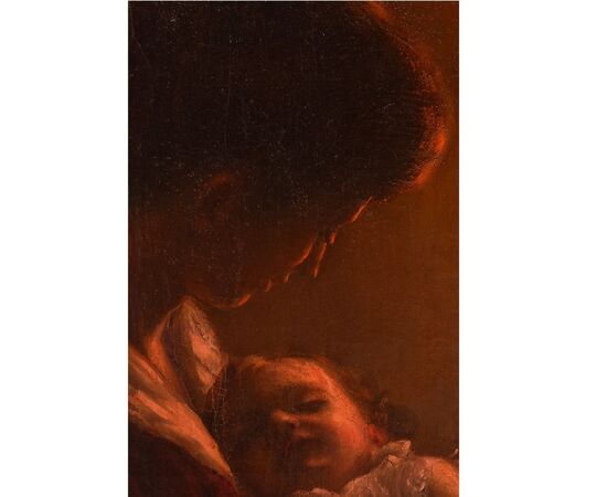 QUADRI ANTICHI, RITRATTI DI DONNA, MAMMA CON BAMBINO, MATERNITÁ, PRIMI DEL NOVECENTO. (QR629)
