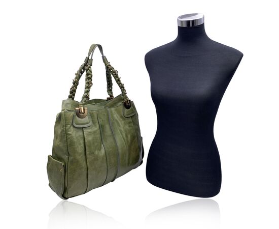 CHLOE Borsa Shopper in Pelle Col. Verde Heloise M