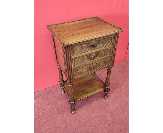 Louis XVI three-drawer bedside table