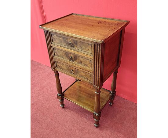 Louis XVI three-drawer bedside table