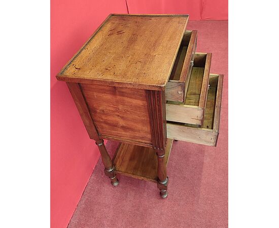 Louis XVI three-drawer bedside table