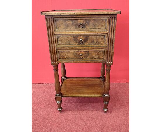 Louis XVI three-drawer bedside table