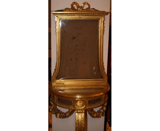 Antica consolle francese del 1800 in legno dorato foglia oro stile Transizione