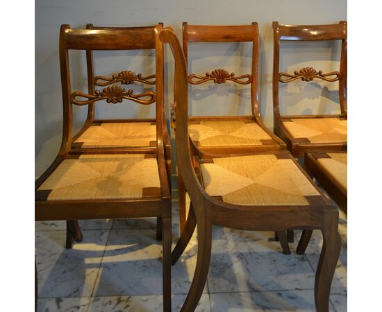 Eight Tuscan walnut chairs     