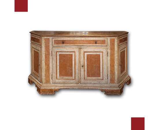 CREDENZA SCANTONATA E DIPINTA NEOCLASSICA SECONDA META’ XVIII SECOLO