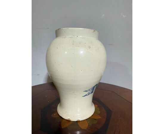 Antico Albarello, vaso da farmacia, epoca metà XIX, Unguento Populeo, h 20, lp 15 cm