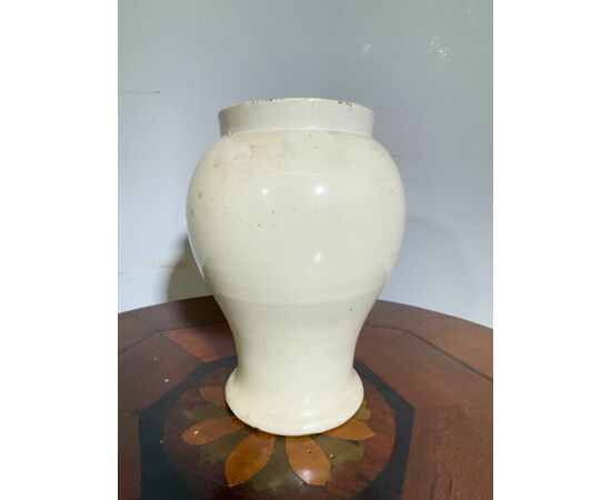 Antico Albarello, vaso da farmacia, epoca metà XIX, Unguento Populeo, h 20, lp 15 cm