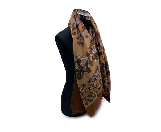 CARTIER Foulard Vintage in Lana Col. Marrone Scialle