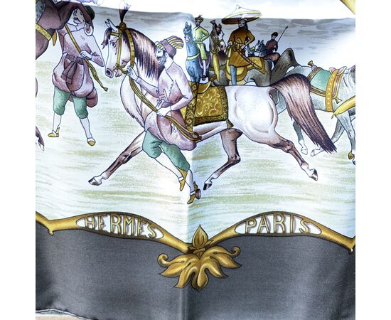 HERMES Foulard in Seta Col. Marrone Les Chevaux des Moghols