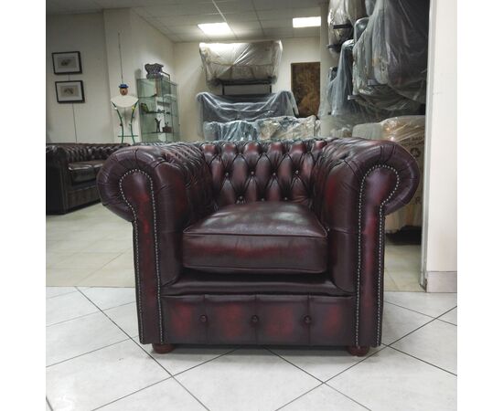 Coppia di poltrone chesterfield club inglese originale bordeaux nuova 