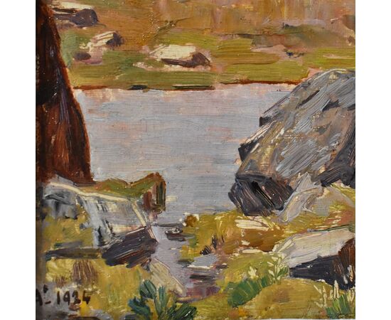 QUADRI PAESAGGI DI MONTAGNA, MONTE CERVINO, ALPI INNEVATE, OLIO SU CARTONE, XX. (QP621)
