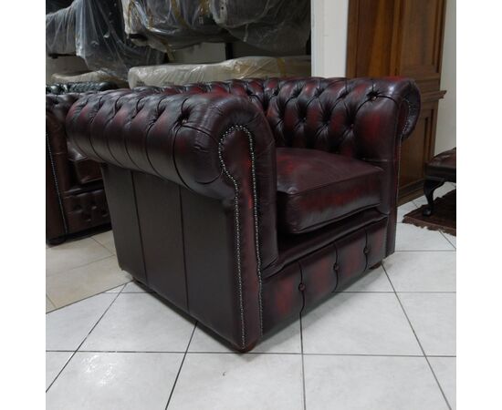 Coppia di poltrone chesterfield club inglese originale bordeaux nuova 