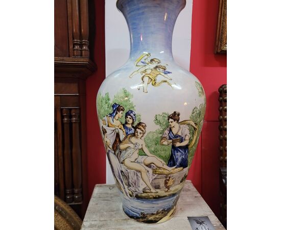 Grande vaso maiolica Scena classica Napoli fine '800 / primi '900