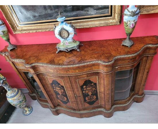 Servante - credenza Inglese intarsiata Secolo XIX Napoleone III